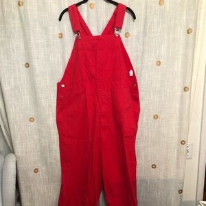 Game Bibs Bright Red Overalls, Wide Leg